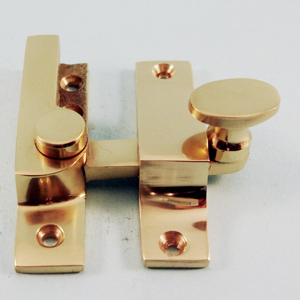 THD101N/PB  Non-Locking  Polished Brass  Narrow Quadrant Oval Knob Sash Fastener