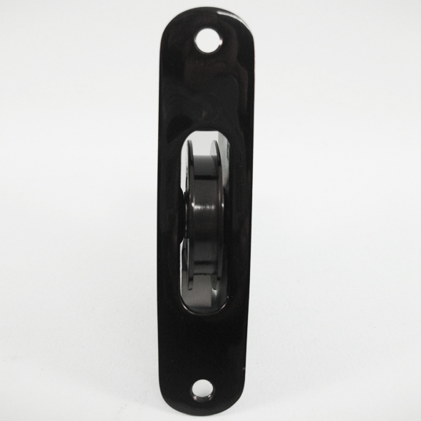 THD138/BLP  Black Polished  Radiused  Sash Pulley With Steel Body and 50mm [2] Brass Ball Bearing Pulley