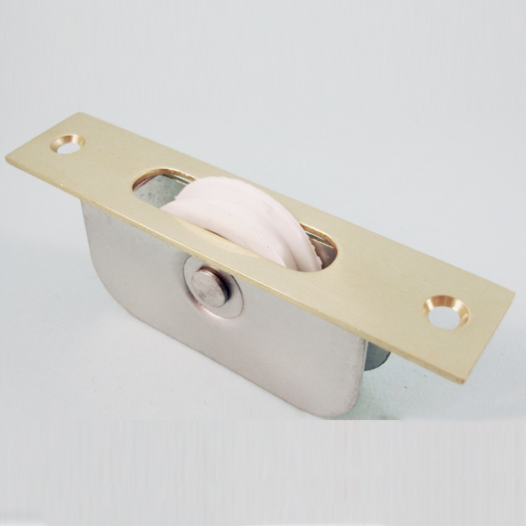 THD155/PB  Polished Brass / Nylon  Square  Sash Pulley With Steel Body and 44mm [1] Nylon Pulley