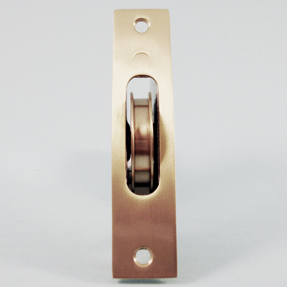 THD241/SB  Satin Brass  Square  Sash Pulley With Steel Body and 50mm [2] Brass Pulley