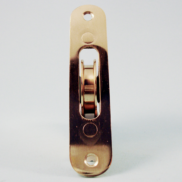 THD252/EB  Electro Brassed  Radiused  Sash Pulley With Steel Body and 44mm [1] Brass Pulley