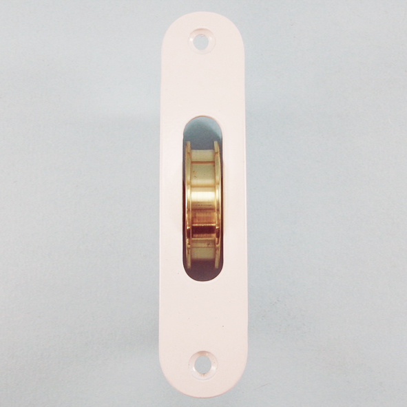 THD252/PB/WH  White  Radiused  Sash Pulley With Steel Body and 44mm [1] Brass Pulley