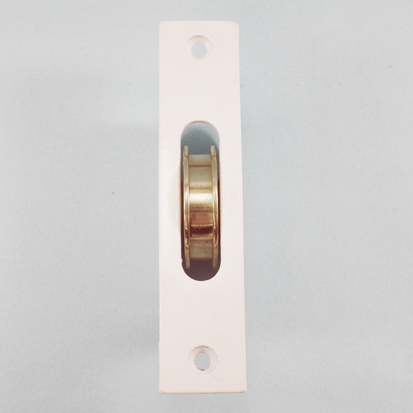 THD253/PB/WH  White  Square  Sash Pulley With Steel Body and 44mm [1] Brass Pulley