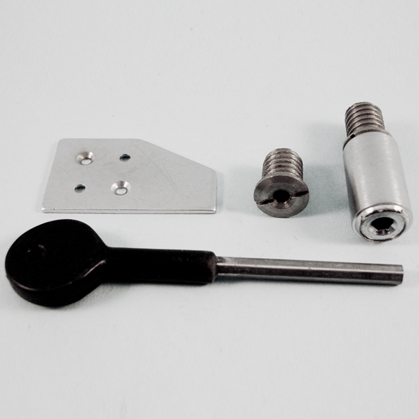 THD256/SCP  28mm  Satin Chrome  Surface Sash Stop With Stainless Steel Insert and Extended Key