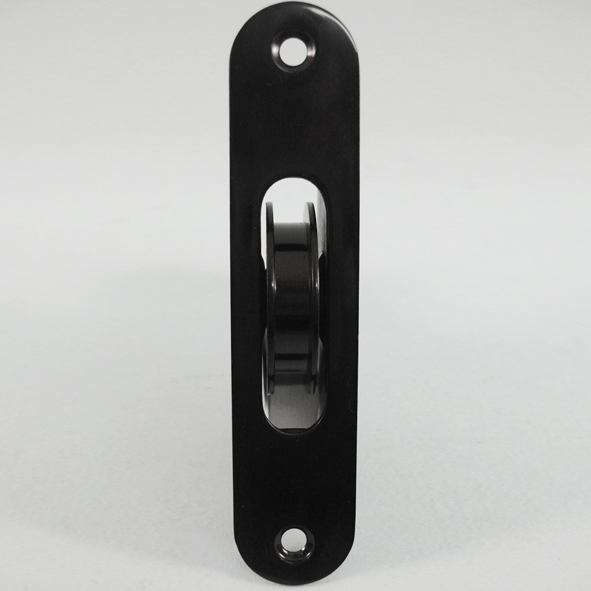 THD270/BLP  Black Polished  Radiused  Sash Pulley With Steel Body and 44mm [1] Brass Ball Bearing Pulley