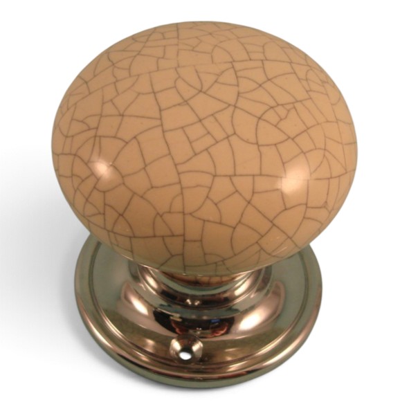 PDF1012P2/CP � Cream Crackle / Polished Chrome � Period Ceramic Mushroom Mortice / Rim Knob Set With Classic Roses