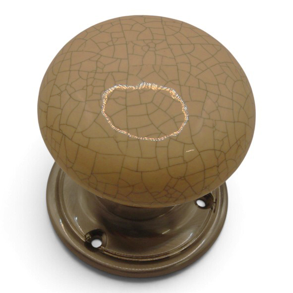 PDF1012P2/SNP � Cream Crackle / Satin Nickel � Period Ceramic Mushroom Mortice / Rim Knob Set With Classic Roses