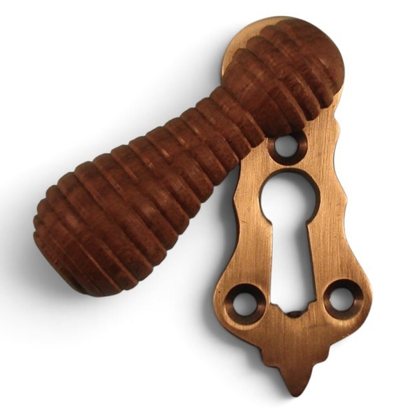 PDF1029/AB  Rosewood / Antique Brass  Period Timber Beehive Covered Escutcheon