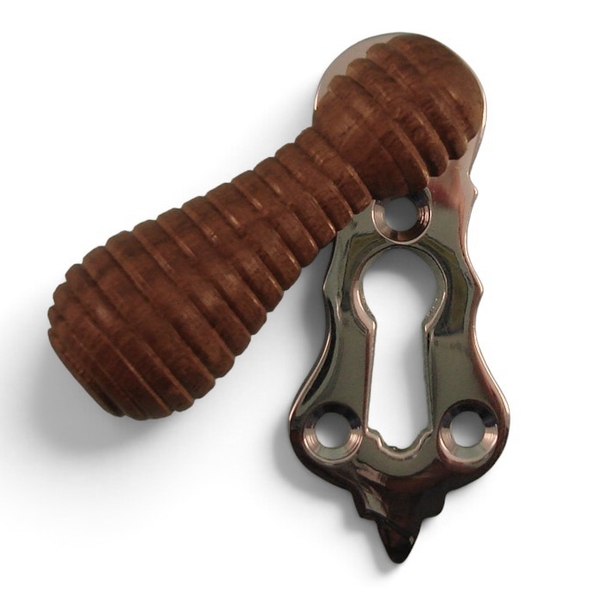 PDF1029/CP  Rosewood / Polished Chrome  Period Timber Beehive Covered Escutcheon