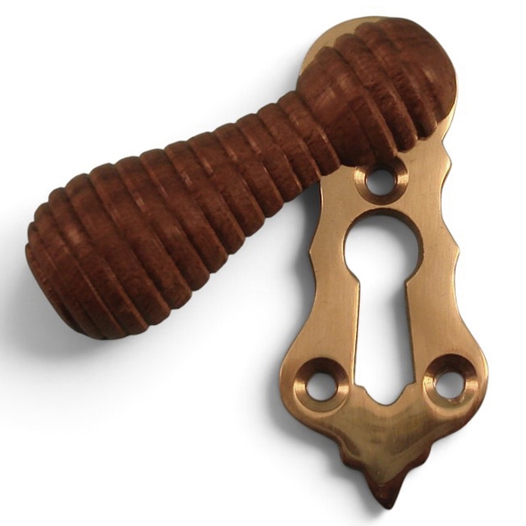 PDF1029/PB  Rosewood / Polished Brass  Period Timber Beehive Covered Escutcheon
