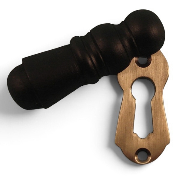 PDF1030/AB  Ebonised / Antique Brass  Period Timber Plain Covered Escutcheon