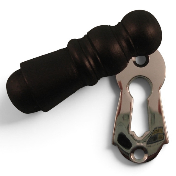 PDF1030/CP  Ebonised / Polished Chrome  Period Timber Plain Covered Escutcheon
