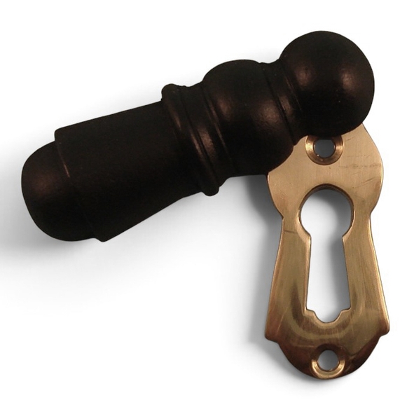 PDF1030/PB  Ebonised / Polished Brass  Period Timber Plain Covered Escutcheon