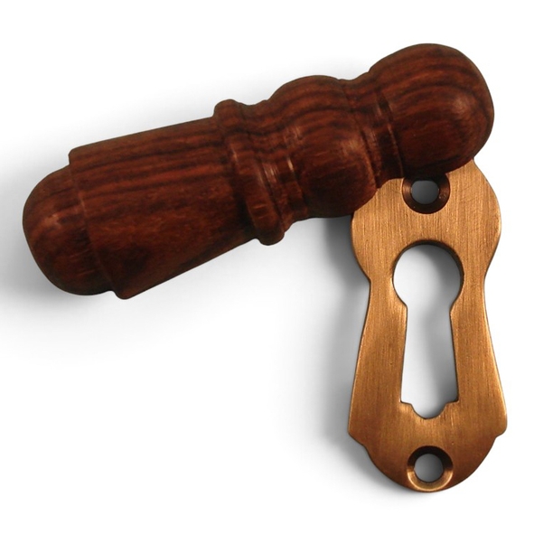 PDF1031/AB  Rosewood / Antique Brass  Period Timber Plain Covered Escutcheon