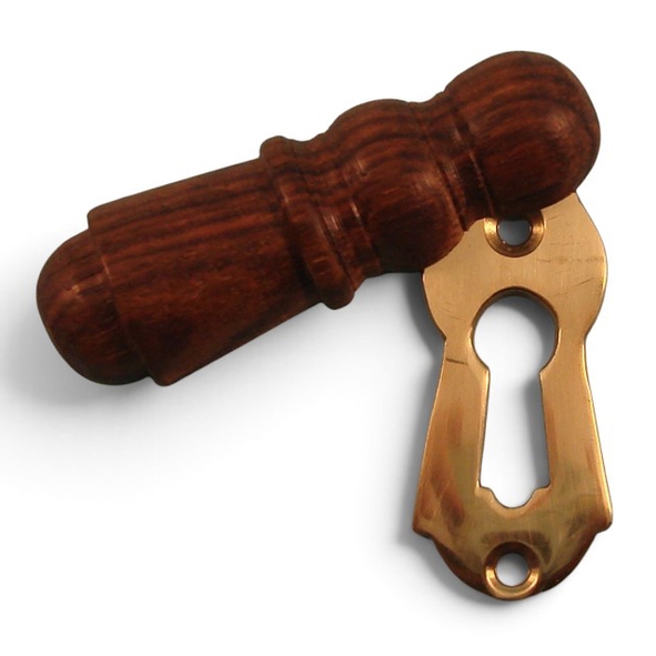 PDF1031/PB  Rosewood / Polished Brass  Period Timber Plain Covered Escutcheon