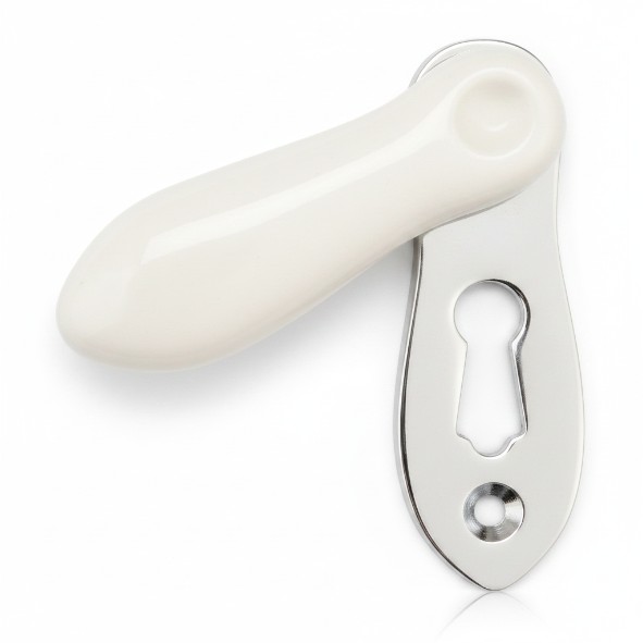 PDF1032/CP � White / Polished Chrome � Period Ceramic Covered Escutcheon