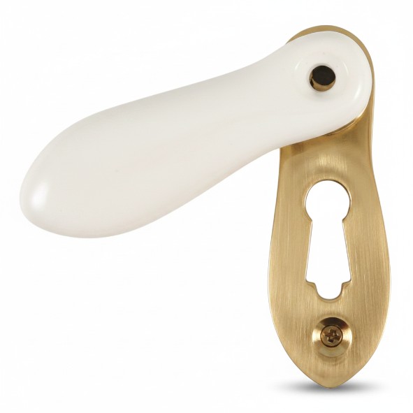 PDF1032/PB � White / Polished Brass � Period Ceramic Covered Escutcheon