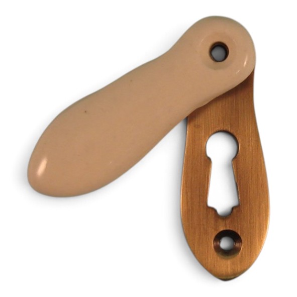 PDF1033/AB � Cream / Antique Brass � Period Ceramic Covered Escutcheon