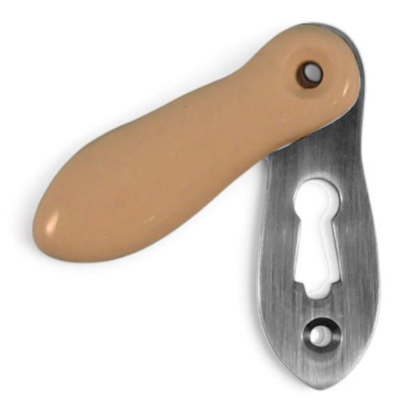 PDF1033/SNP � Cream / Satin Nickel � Period Ceramic Covered Escutcheon