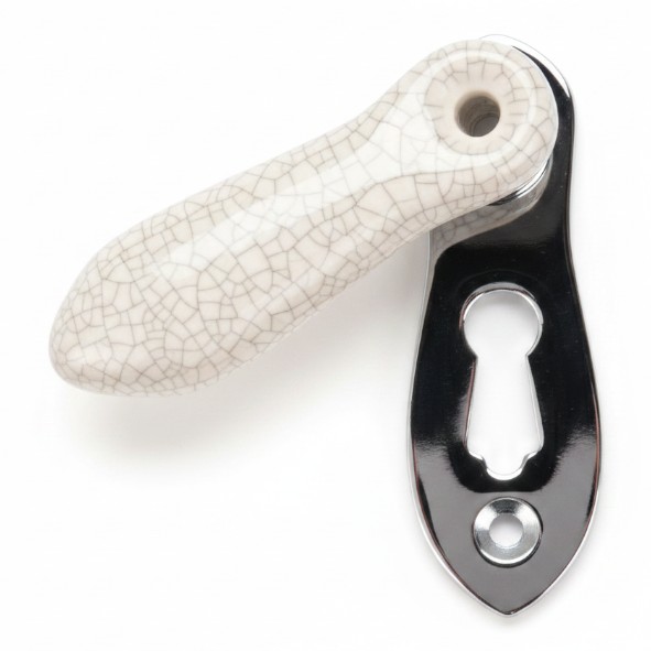 PDF1034/CP � White Crackle / Polished Chrome � Period Ceramic Covered Escutcheon