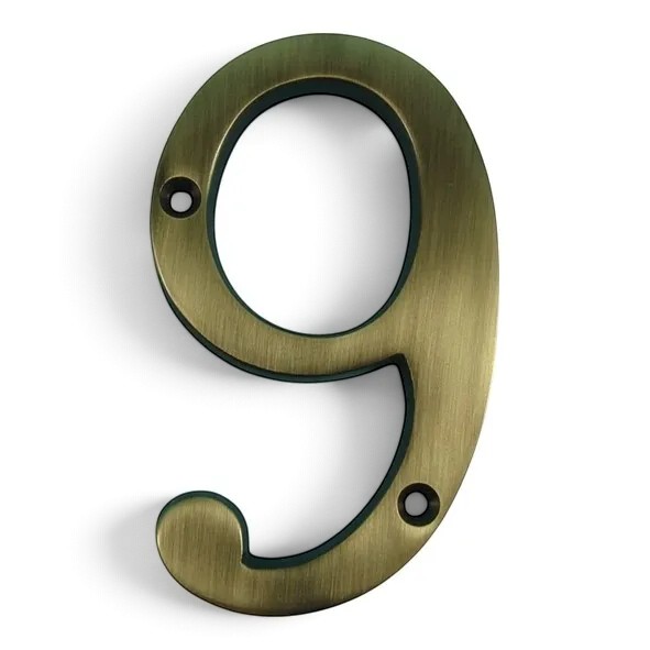 PDF1140/9/AB � 100mm � Antique Brass � Period Cast Numeral 9