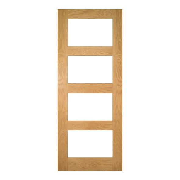 ValDor Internal Unfinished Oak Shaker 4P Doors [Clear Glass]