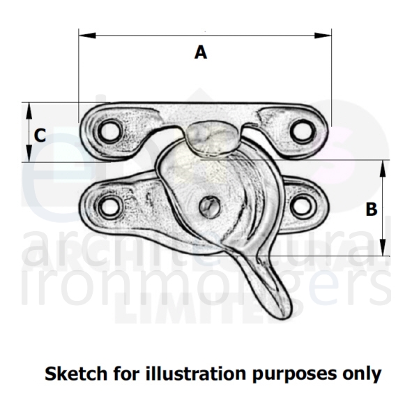 KA-1-ZP  Non-Locking  Zinc Plated  Economy Fitch Sash Fastener