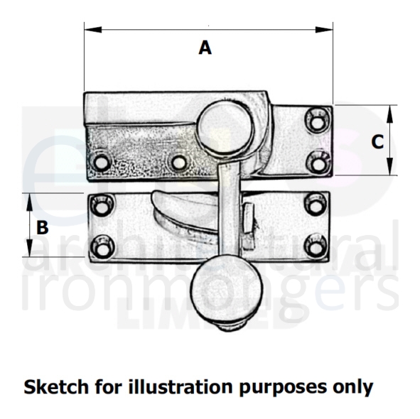 V1100-SB  Non-Locking  Satin Brass  Heritage Brass Quadrant Sash Fastener