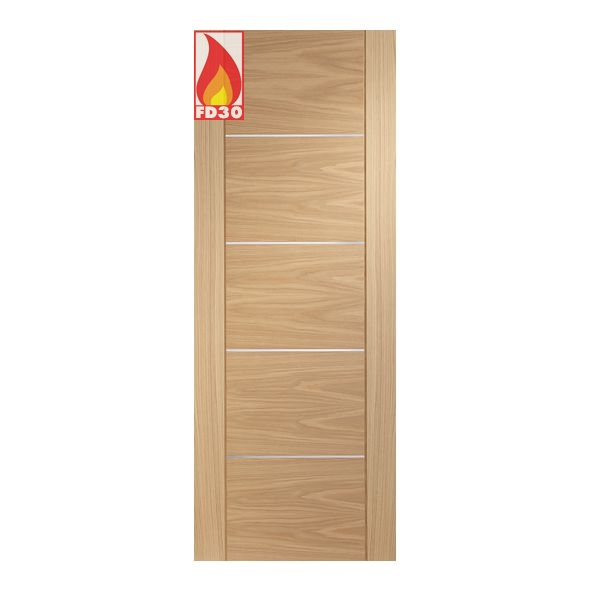 PFINTOPOR30-FD  1981 x 762 x 44mm [30]  Internal Oak Portici Prefinished FD30 Fire Door