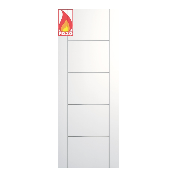 PFWFPOR33-FD  1981 x 838 x 44mm [33]  Internal White Portici Prefinished FD30 Fire Door With Aluminium Inlay