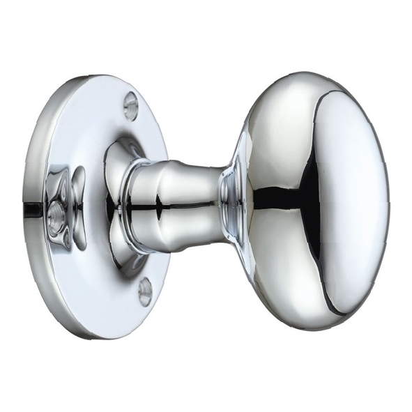 FB200CP  Polished Chrome  Fulton & Bray Oval Mortice Knobs On Round Roses