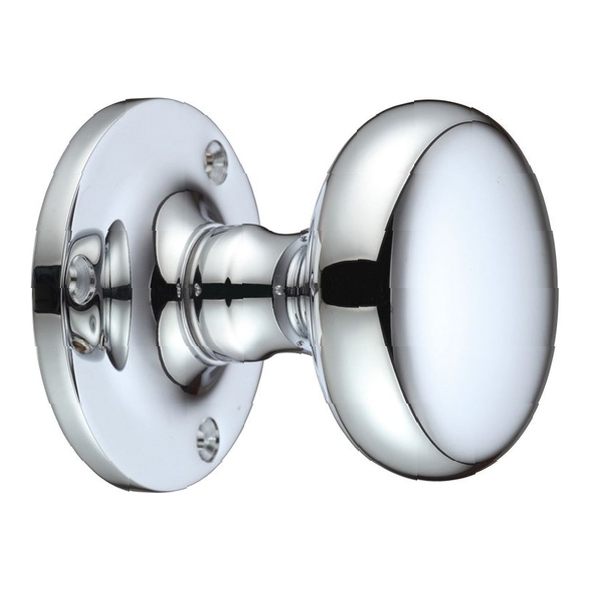 FB201CP  Polished Chrome  Fulton & Bray Mushroom Mortice Knobs On Round Roses