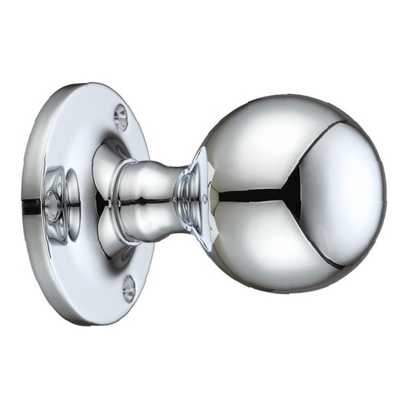 FB202CP  Polished Chrome  Fulton & Bray Ball Mortice Knobs On Round Roses