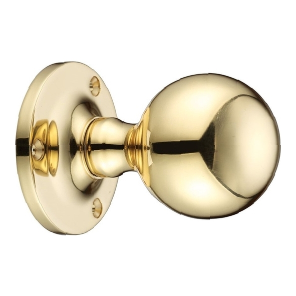 FB202 • Polished Brass • Fulton & Bray Ball Mortice Knobs On Round Roses