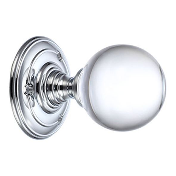 FB300CP  Polished Chrome & Clear  Fulton & Bray Clear Mortice Knobs On Ringed Round Roses