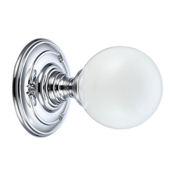 FB302CP  Polished Chrome / Frosted  Fulton & Bray Frosted Mortice Knobs On Ringed Round Roses