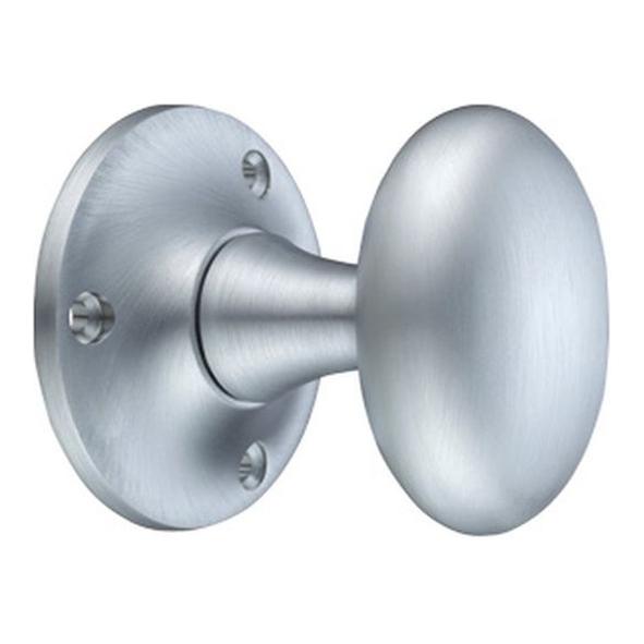 FB500SC  Satin Chrome  Fulton & Bray Oval Mortice Knobs On Plain Round Roses