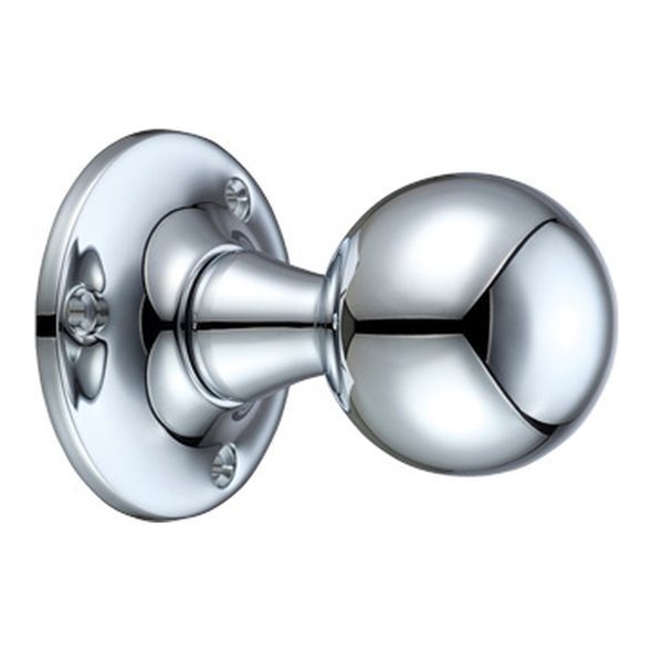 FB502CP  Polished Chrome  Fulton & Bray Ball Mortice Knobs On Plain Round Roses