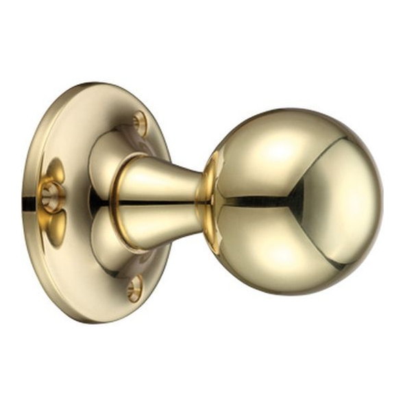 FB503 • Polished Brass • Fulton & Bray Ball Mortice Knobs On Plain Round Roses