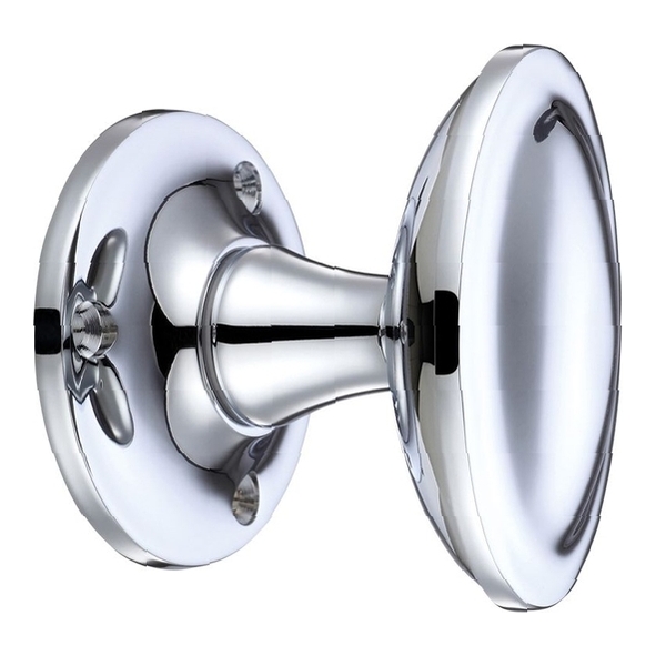 FB504CP  Polished Chrome  Fulton & Bray Oval Stepped Mortice Knobs On Round Roses