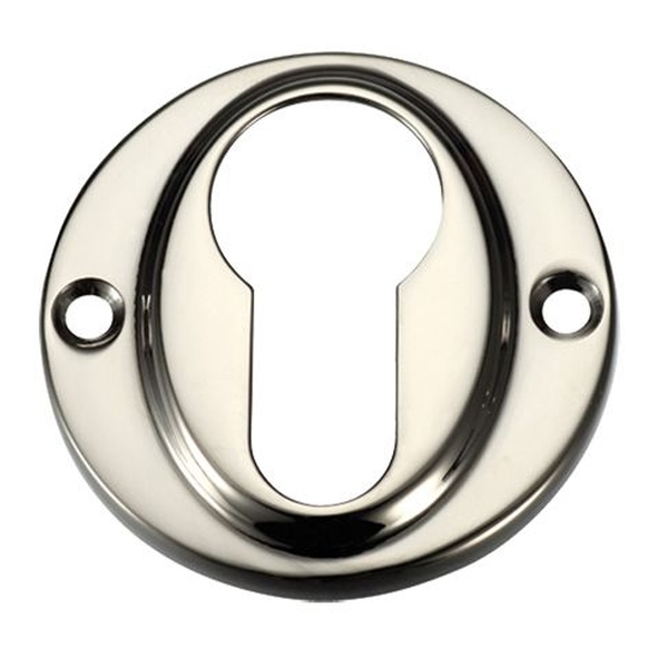 FB51PVDN  PVD Polished Nickel  Fulton & Bray Raised Euro Cylinder Escutcheon