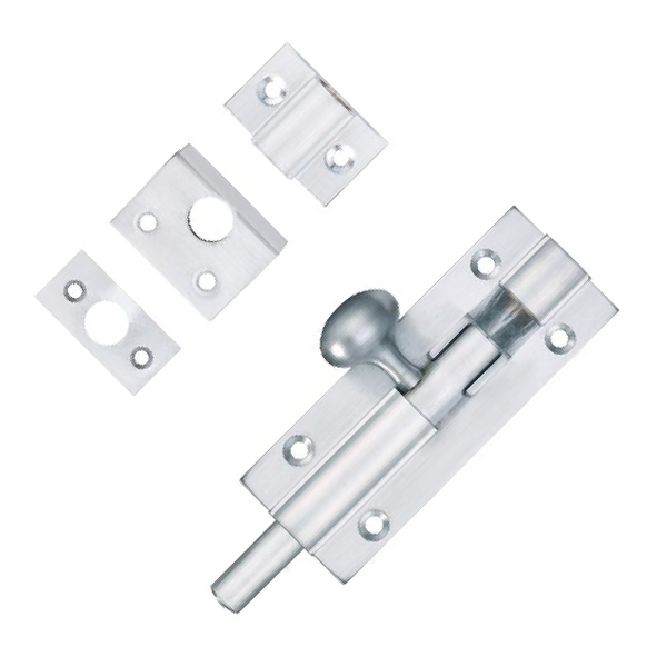 FB55SC  075 x 030mm  Satin Chrome  Fulton & Bray Straight Door Bolt