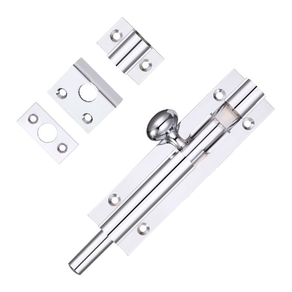 FB56CP • 100 x 030mm • Polished Chrome • Fulton & Bray Straight Door Bolt