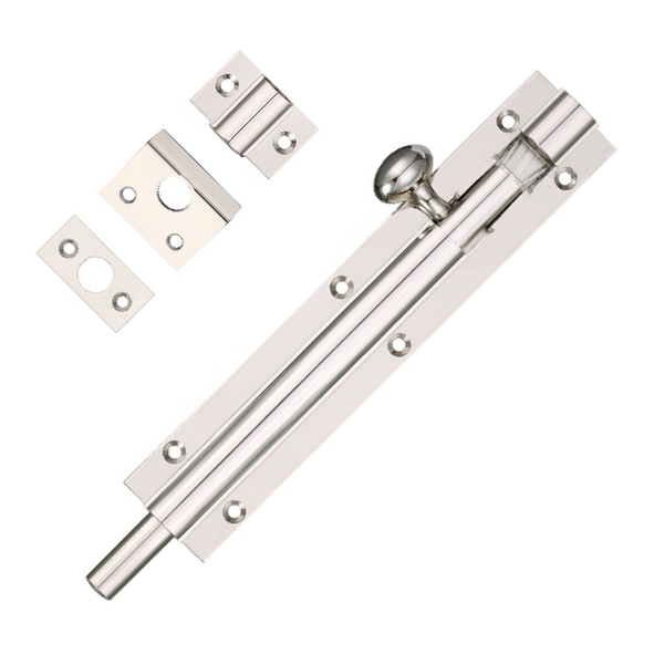 FB57PN  150 x 030mm  Polished Nickel  Fulton & Bray Straight Door Bolt