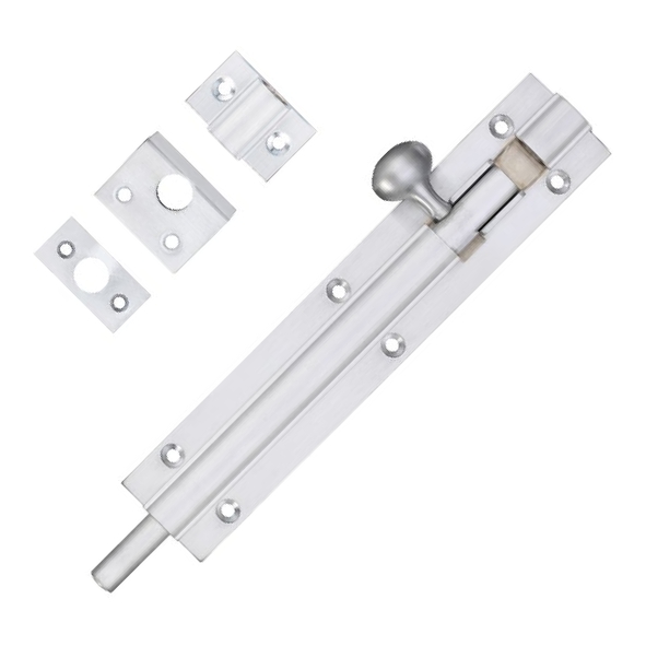 FB57SC  150 x 030mm  Satin Chrome  Fulton & Bray Straight Door Bolt