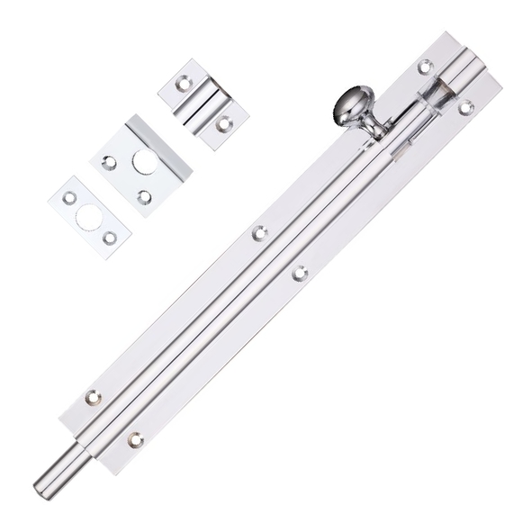 FB58CP  200 x 030mm  Polished Chrome  Fulton & Bray Straight Door Bolt