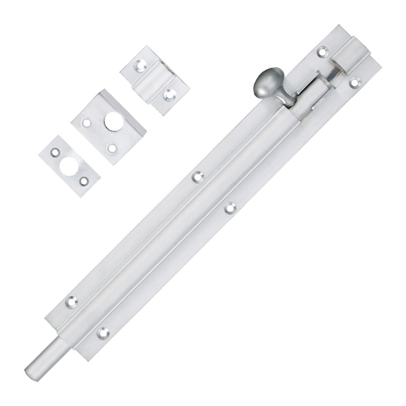 FB58SC  200 x 030mm  Satin Chrome  Fulton & Bray Straight Door Bolt