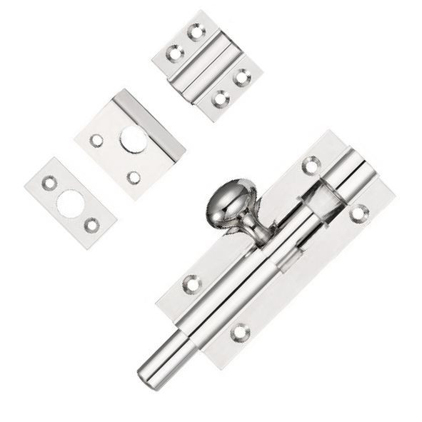 FB60CP  100 x 038mm  Polished Chrome  Fulton & Bray Straight Door Bolt