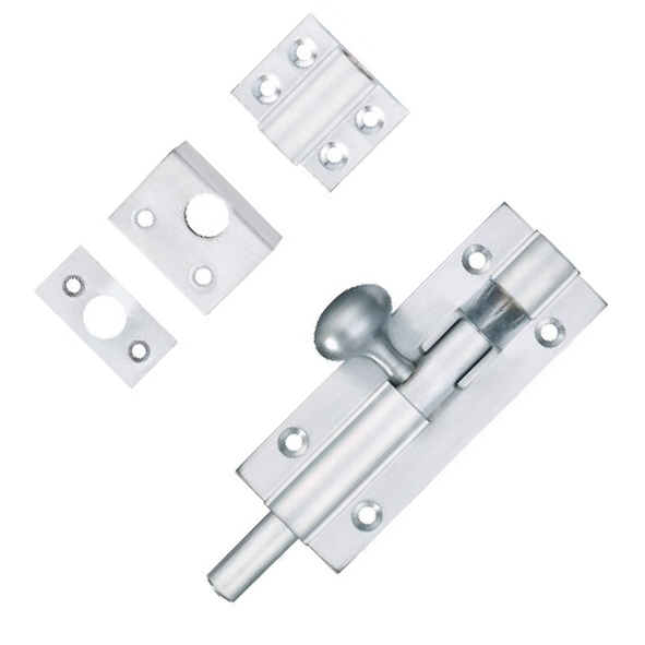 FB60SC • 100 x 038mm • Satin Chrome • Fulton & Bray Straight Door Bolt