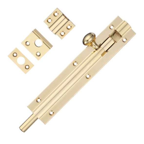 FB62 • 200 x 038mm • Polished Brass • Fulton & Bray Straight Door Bolt